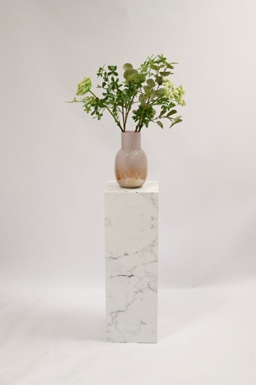 PILLAR - PLINTH - PEDESTAL IN WHITE MARBLE PRINT | Cardboard Display Pedestal | Reuseable