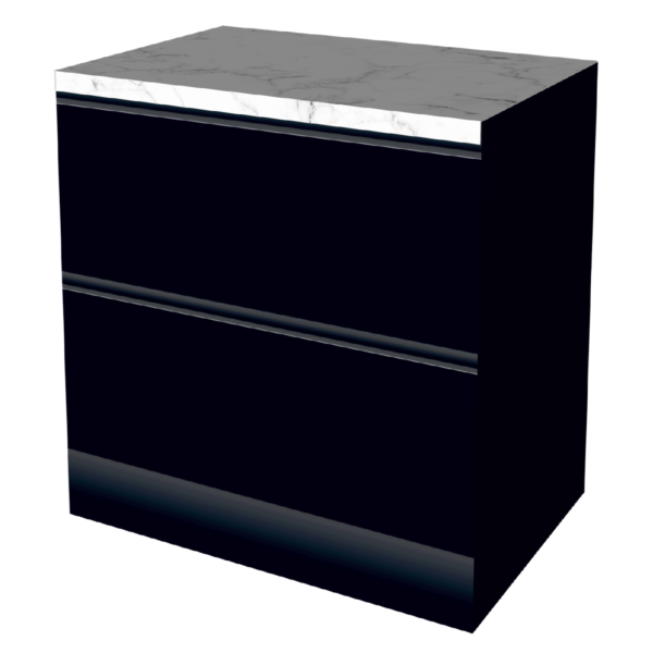 LOWER CABINET 90 CM BLACK | interchangeable worktop | double-sided fronts, wood back