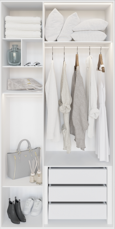 Create the imagination of a women's wardrobe with this Roll-Up banner with a photorealistic print of a walk-in closet - Cubiqz