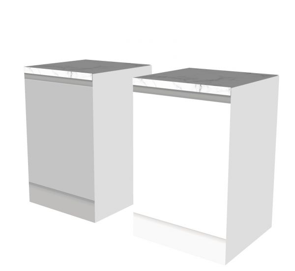 CUBIQZ 2-IN-1 REVERSIBLE LOWER CUPBOARD 60 CM with worktop color white marble