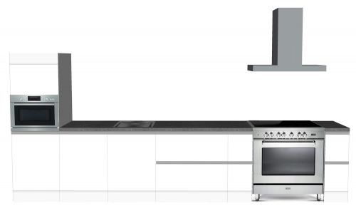 CUBIQZ STRAIGHT KITCHEN WHITE-GREY 420 X 60 CM | Cardboard Kitchen | Double-sided Fronts | Removable Worktop | HomeStaging