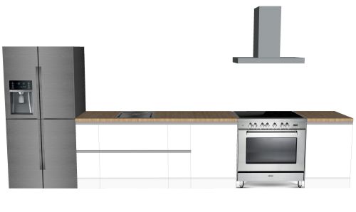 CUBIQZ STRAIGHT KITCHEN WHITE-GREY 450 X 60 CM | Cardboard Kitchen | Double-sided Fronts | Removable Worktop | Home Staging