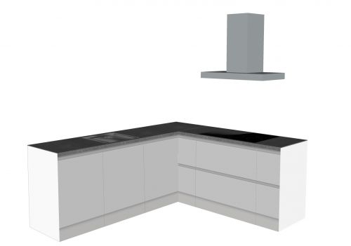 CUBIQZ CORNER KITCHEN WHITE-GREY 240 X 210 CM | Cardboard Kitchen | Double-sided Fronts | Removable Worktop | Home Staging