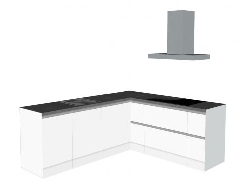 CUBIQZ CORNER KITCHEN WHITE-GREY 240 X 210 CM | Cardboard Kitchen | Double-sided Fronts | Removable Worktop | Home Staging