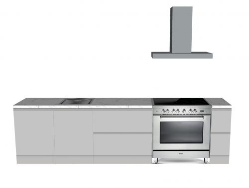 STRAIGHT KITCHEN GREY 330 X 60 CM | Cardboard Kitchen | Double-sided Fronts | Removable Worktop | HomeStaging