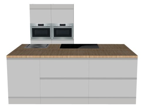 CUBIQZ ISLAND KITCHEN GREY 240x120 CM | Cardboard Kitchen | Double-sided Fronts | Removable Worktop