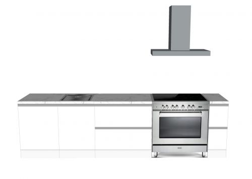 STRAIGHT KITCHEN WHITE 330 X 60 CM | Cardboard Kitchen | Double-sided Fronts | Removable Worktop | HomeStaging