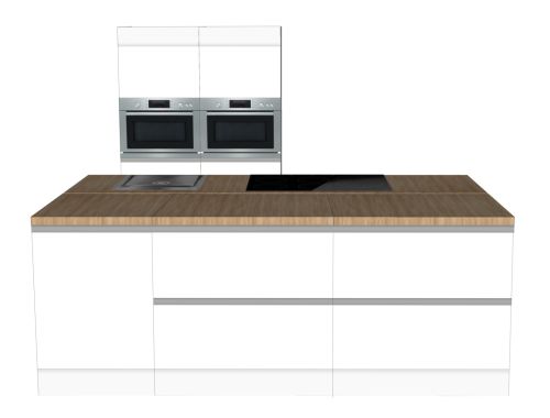 CUBIQZ ISLAND KITCHEN WHITE 240x120 CM | Cardboard Kitchen | Double-sided Fronts | Removable Worktop