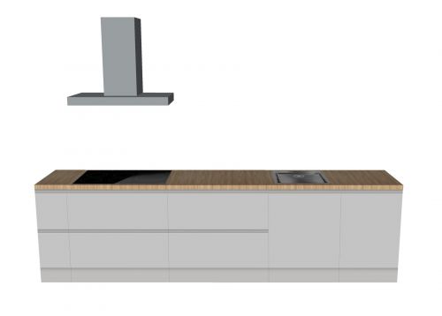 STRAIGHT KITCHEN GREY 330 X 60 CM | Cardboard Kitchen | Double-sided Fronts | Removable Worktop | Home Staging