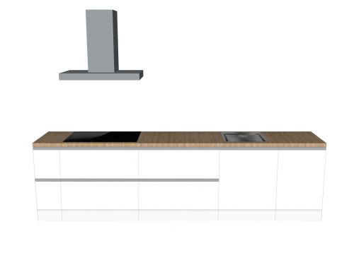 STRAIGHT KITCHEN WHITE 330 X 60 CM | Cardboard Kitchen | Double-sided Fronts | Removable Worktop | Home Staging