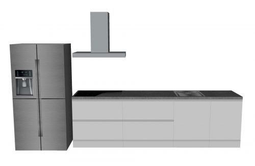 CUBIQZ STRAIGHT KITCHEN WHITE-GREY 390 X 60 CM | Cardboard Kitchen | Double-sided Fronts | Removable Worktop | Home Staging