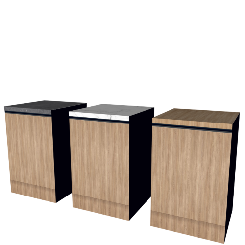 LOWER CABINET 60 CM WOOD | interchangeable worktop | double-sided fronts, black back