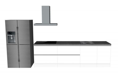 CUBIQZ STRAIGHT KITCHEN WHITE-GREY 390 X 60 CM | Cardboard Kitchen | Double-sided Fronts | Removable Worktop | Home Staging