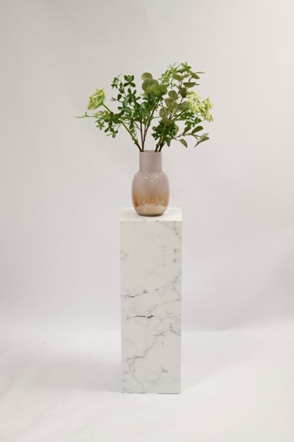 PILLAR - PLINTH - PEDESTAL IN WHITE MARBLE PRINT | Cardboard Display Pedestal | Reuseable