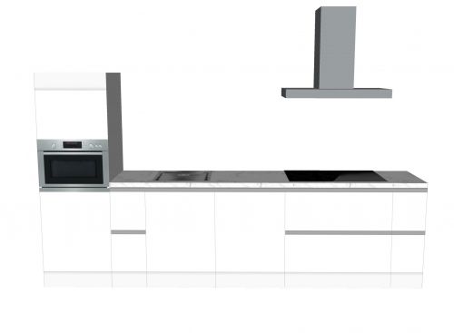 CUBIQZ STRAIGHT KITCHEN WHITE 330 X 60 CM | Cardboard Kitchen | Double-sided Fronts | Removable Worktop | Homestaging