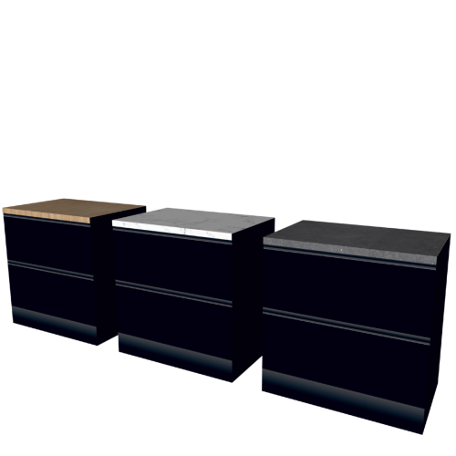 LOWER CABINET 90 CM BLACK | interchangeable worktop | double-sided fronts, wood back