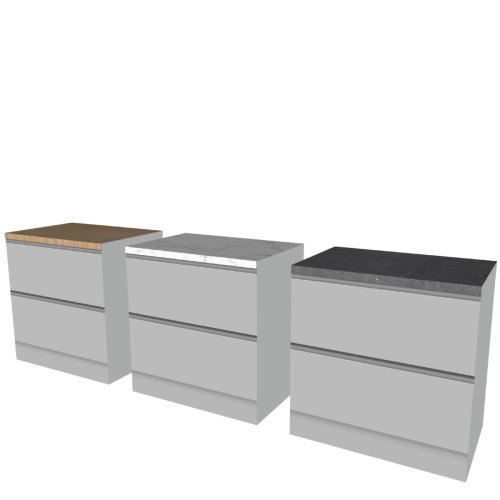 LOWER CABINET 90 CM GREY | interchangeable worktop | double-sided fronts, white back