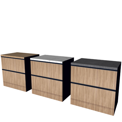 LOWER CABINET 90 CM WOOD | interchangeable worktop | double-sided fronts, black back