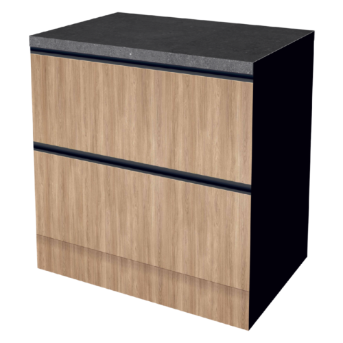 LOWER CABINET 90 CM WOOD | interchangeable worktop | double-sided fronts, black back
