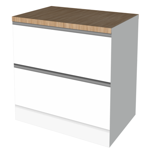 LOWER CABINET 90 CM WHITE | interchangeable worktop | double-sided fronts, grey back