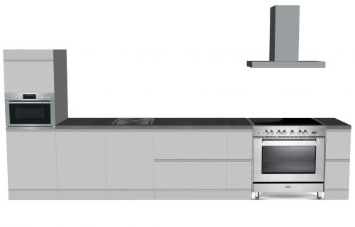 CUBIQZ STRAIGHT KITCHEN WHITE-GREY 420 X 60 CM | Cardboard Kitchen | Double-sided Fronts | Removable Worktop | HomeStaging