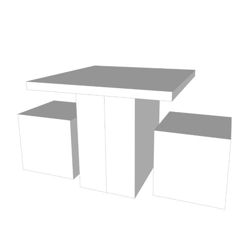 CARDBOARD DINING TABLE WITH TWO STOOLS | 90 X 90 CM | Real Estate Marketing | Prop