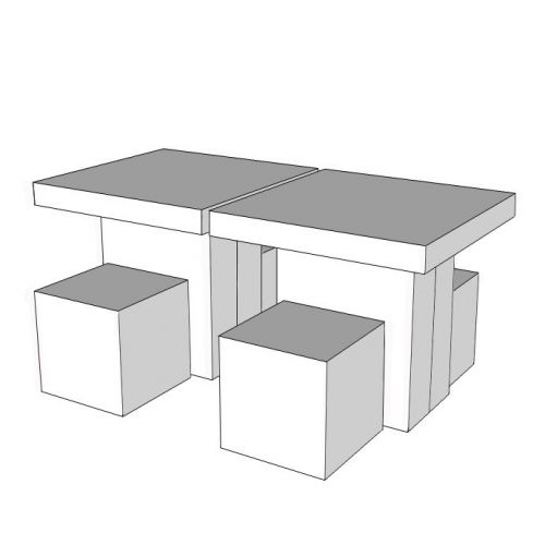DOUBLE TABLE WITH 4 STOOLS