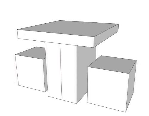 DINNER TABLE WITH 2 STOOLS