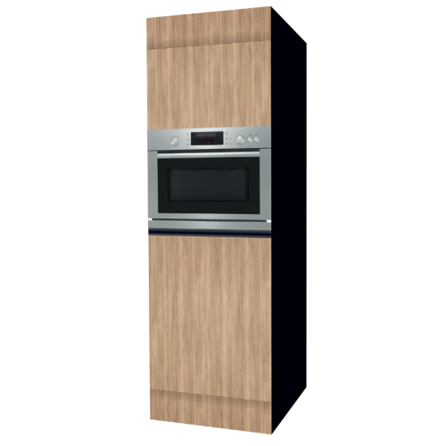HIGH CABINET 60 CM WOOD | microwave oven | double-sided fronts, black back