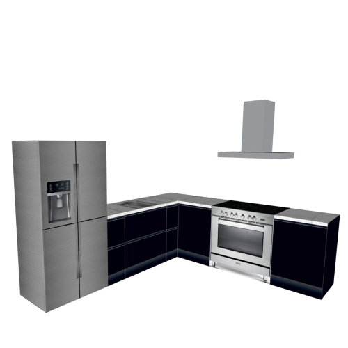 CUBIQZ CORNER KITCHEN 300 X 270 CM WITH AMERICAN FRIDGE + COOKER