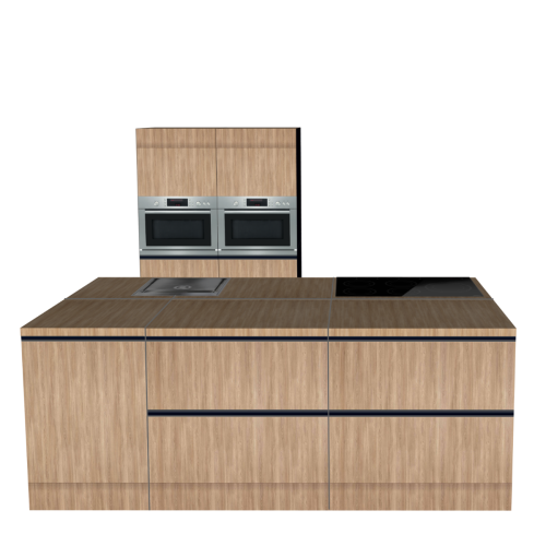 CUBIQZ ISLAND KITCHEN WOOD 240x120 CM | Cardboard Kitchen | Double-sided Fronts | Removable Worktop