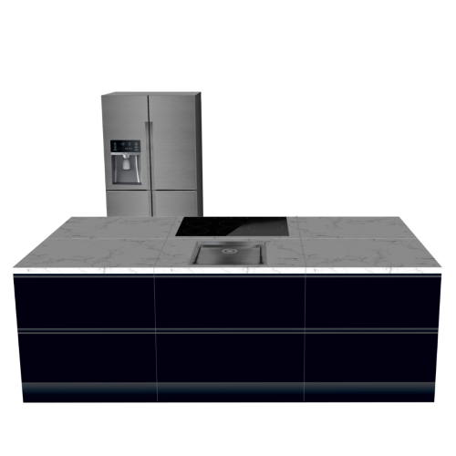 CUBIQZ ISLAND KITCHEN BLACK 270 x 120 CM | Cardboard Kitchen | Double-sided Fronts | Removable Worktop