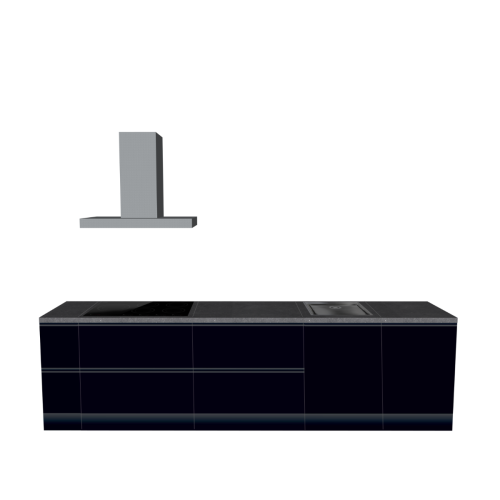 STRAIGHT KITCHEN BLACK 330 X 60 CM | Cardboard Kitchen | Double-sided Fronts | Removable Worktop | Home Staging