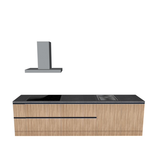 STRAIGHT KITCHEN WOOD 330 X 60 CM | Cardboard Kitchen | Double-sided Fronts | Removable Worktop | Home Staging