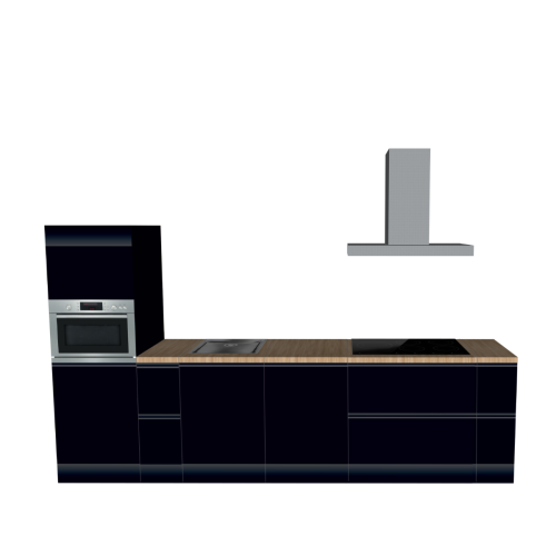 CUBIQZ STRAIGHT KITCHEN BLACK 330 X 60 CM | Cardboard Kitchen | Double-sided Fronts | Removable Worktop