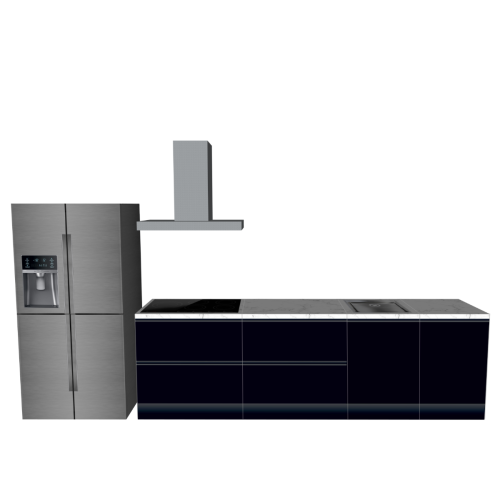 CUBIQZ STRAIGHT KITCHEN BLACK 390 X 60 CM | Cardboard Kitchen | Double-sided Fronts | Removable Worktop