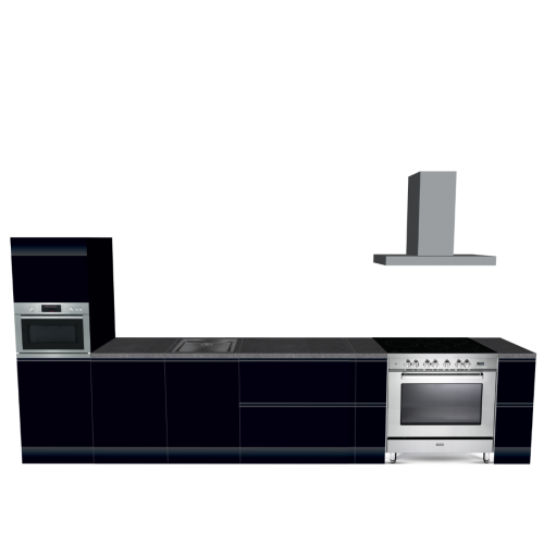 CUBIQZ STRAIGHT KITCHEN BLACK 420 X 60 CM | Cardboard Kitchen | Double-sided Fronts | Removable Worktop