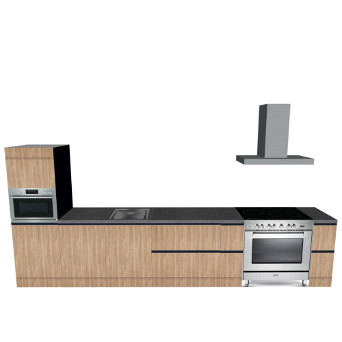CUBIQZ STRAIGHT KITCHEN WOOD 420 X 60 CM | Cardboard Kitchen | Double-sided Fronts | Removable Worktop