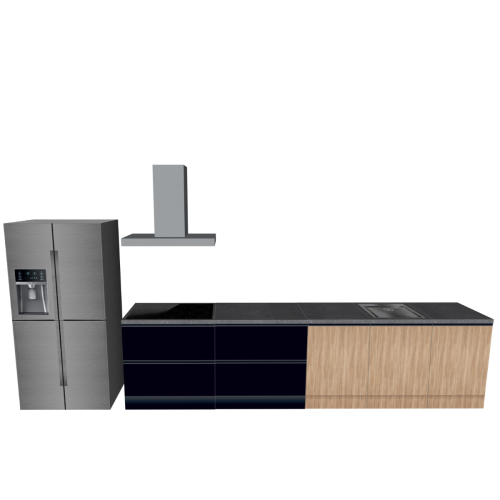 CUBIQZ STRAIGHT KITCHEN BLACK-WOOD 450 X 60 CM | Cardboard Kitchen | Double-sided Fronts | Removable Worktop