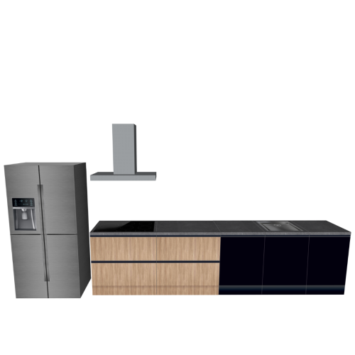 CUBIQZ STRAIGHT KITCHEN BLACK-WOOD 450 X 60 CM | Cardboard Kitchen | Double-sided Fronts | Removable Worktop