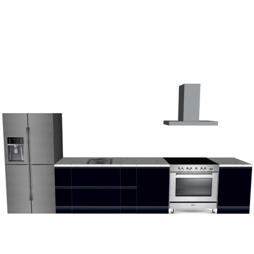 CUBIQZ STRAIGHT KITCHEN BLACK 450 X 60 CM | Cardboard Kitchen | Double-sided Fronts | Removable Worktop