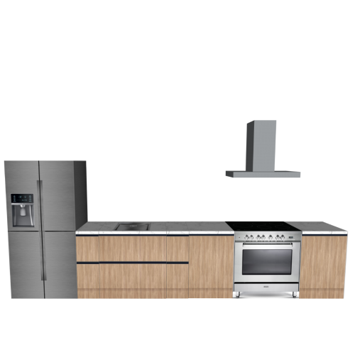 STRAIGHT KITCHEN WOOD 450 X 60 CM | Cardboard Kitchen | Double-sided Fronts | Removable Worktop