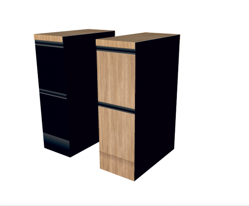 Lower cupboard 30cm reversible|Black - Wood with reversible worktop in woodprint for 2-in-1 reversible cardboard kitchen