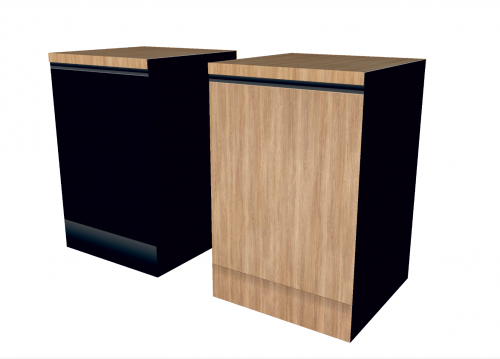 Lower cupboard 60cm reversible|Black - Wood with reversible worktop in woodprint for 2-in-1 reversible cardboard kitchen