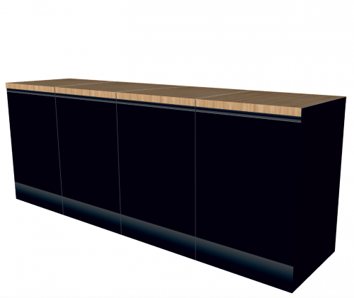 Cardboard dresser in color black with woodprint top. A real eye-catcher to furnish a home according to the latest trends!