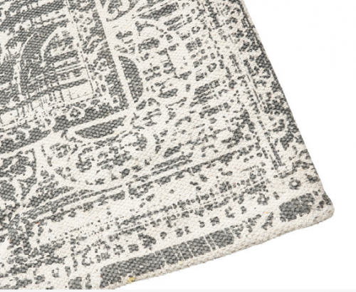 Grey/white Cotton woven rug "washed look". For Home Staging | Cubiqz
