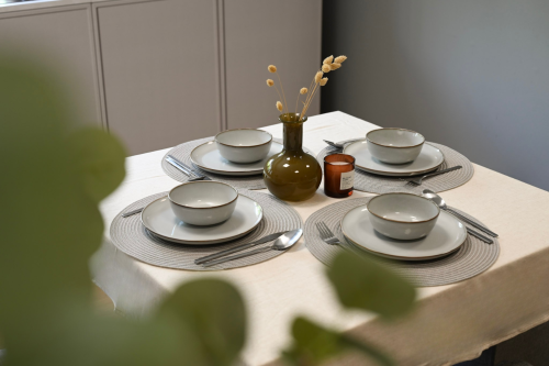 White cardboard module. Lightweight cardboard dining table for retail styling.
