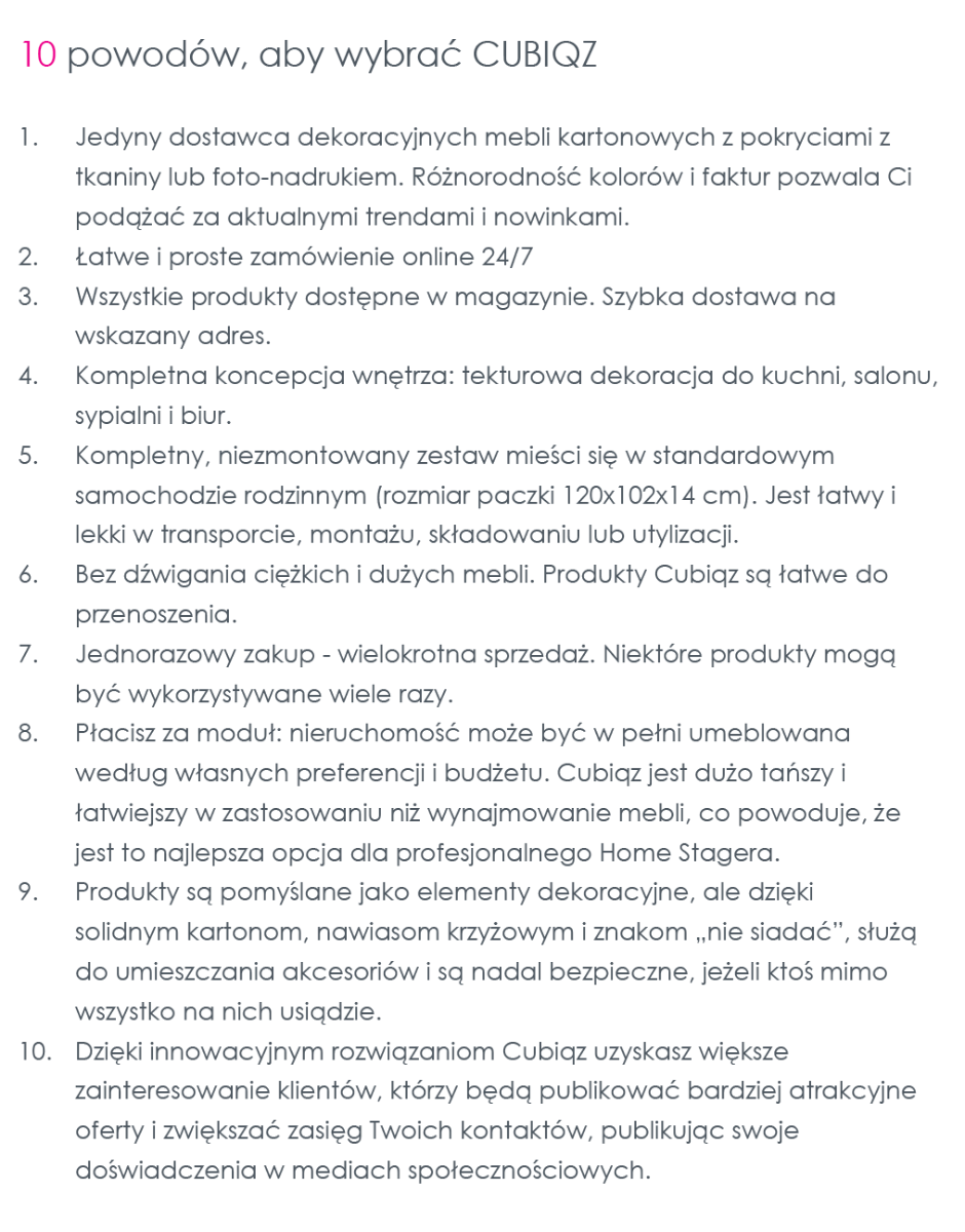 HOME STAGING ASSOCIATION UK & IRELAND: 10 REASONS TO CHOOSE CUBIQZ! 10 powodów, aby wybrać Cubiqz